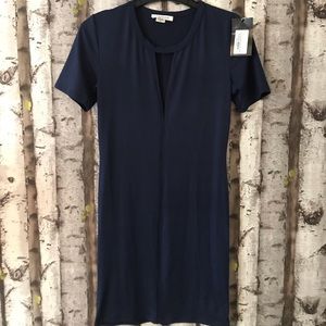 Bodycon Jersey Navy Dress w Keyhole Cut Out
